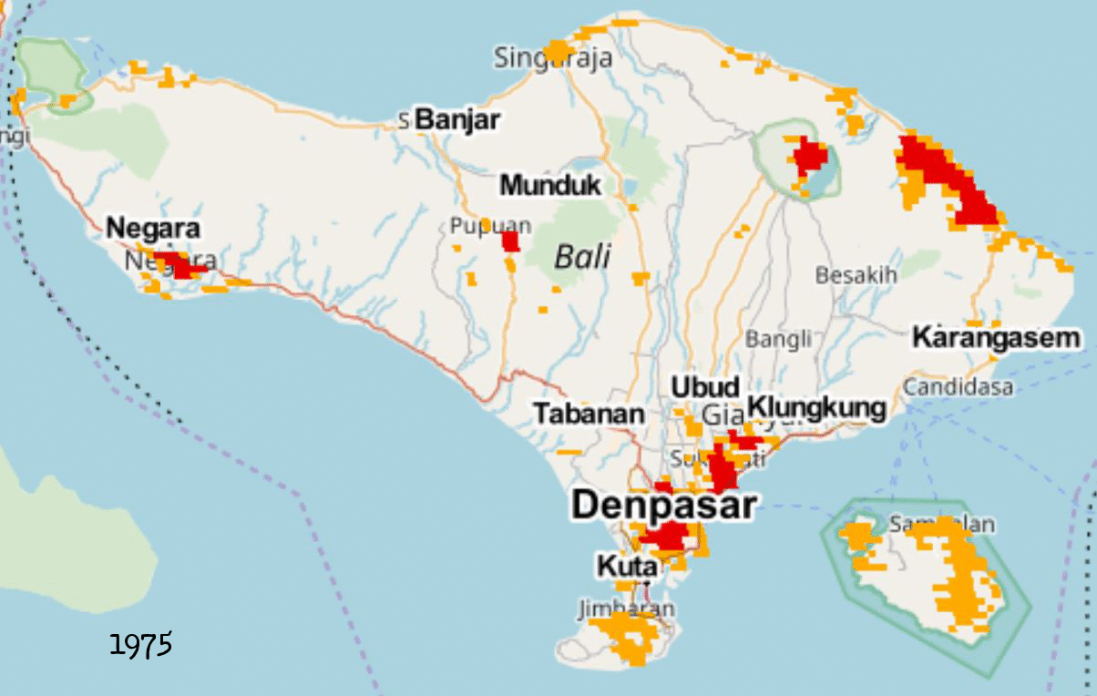 Animated map on the evolution of water consumption associated with tourism, Bali, 1975-2015, ©Murmuration