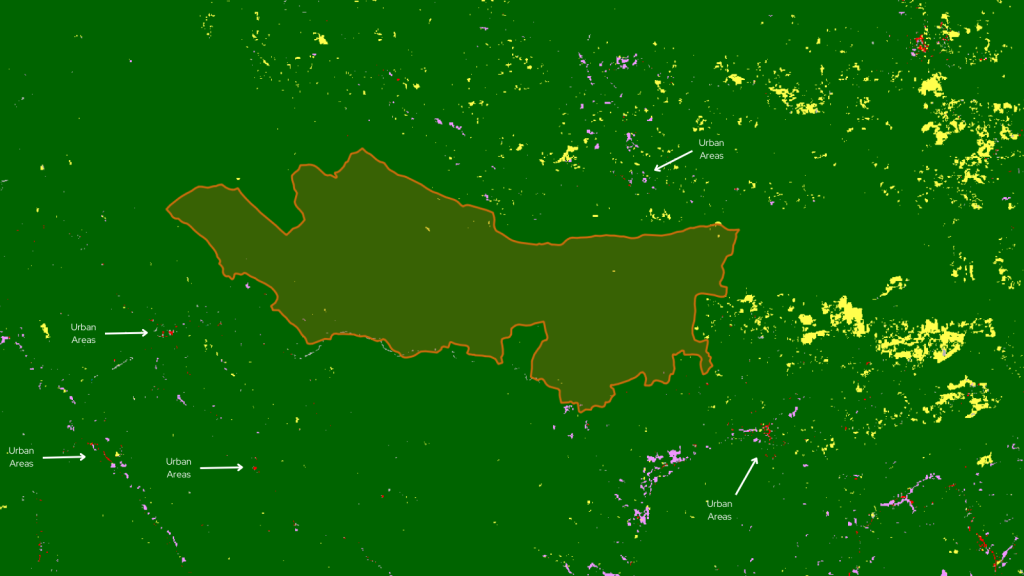 (Land Cover Indicator Map around the Sinharaja Reserve, Sri Lanka, 2020, ©Murmuration)