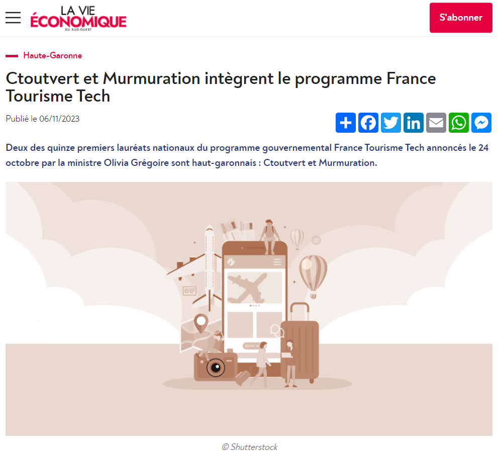 Ctoutvert and Murmuration join the France Tourisme Tech program