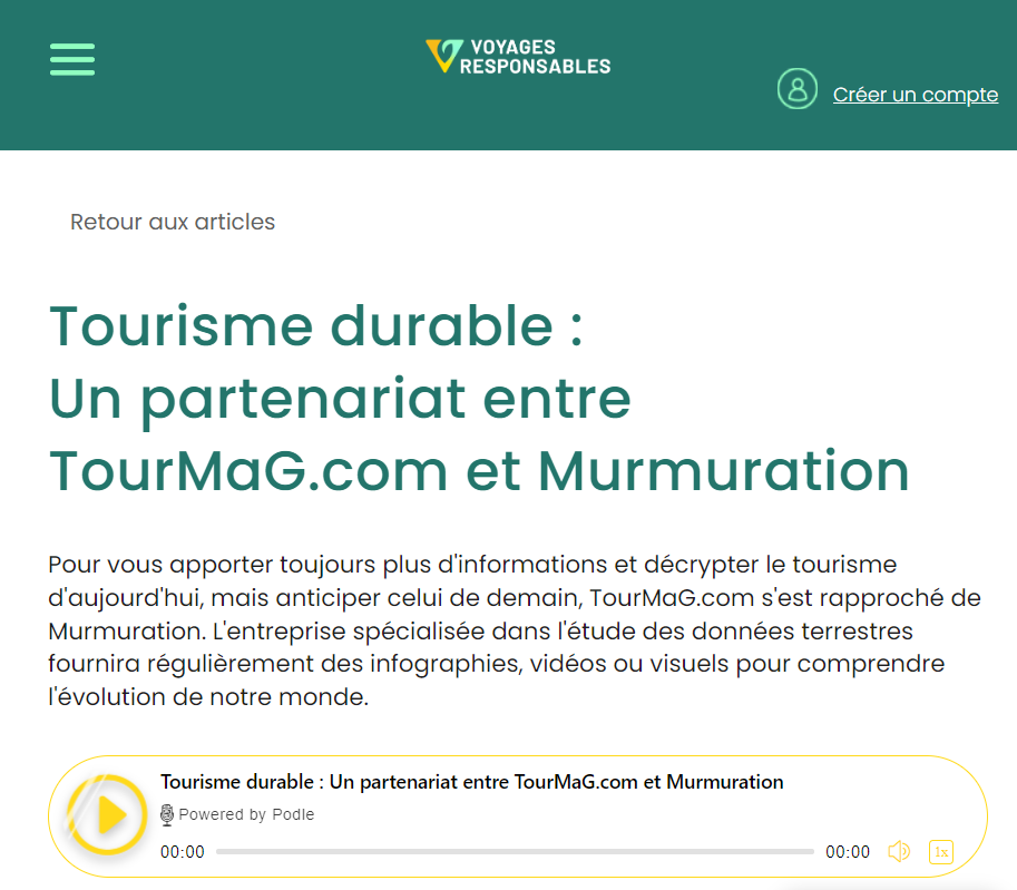 Sustainable Tourism: A partnership between TourMaG.com and Murmuration