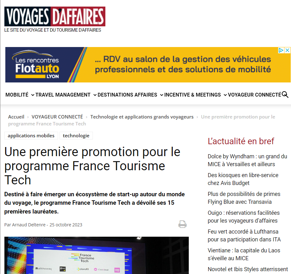 A First Cohort for the France Tourisme Tech Program